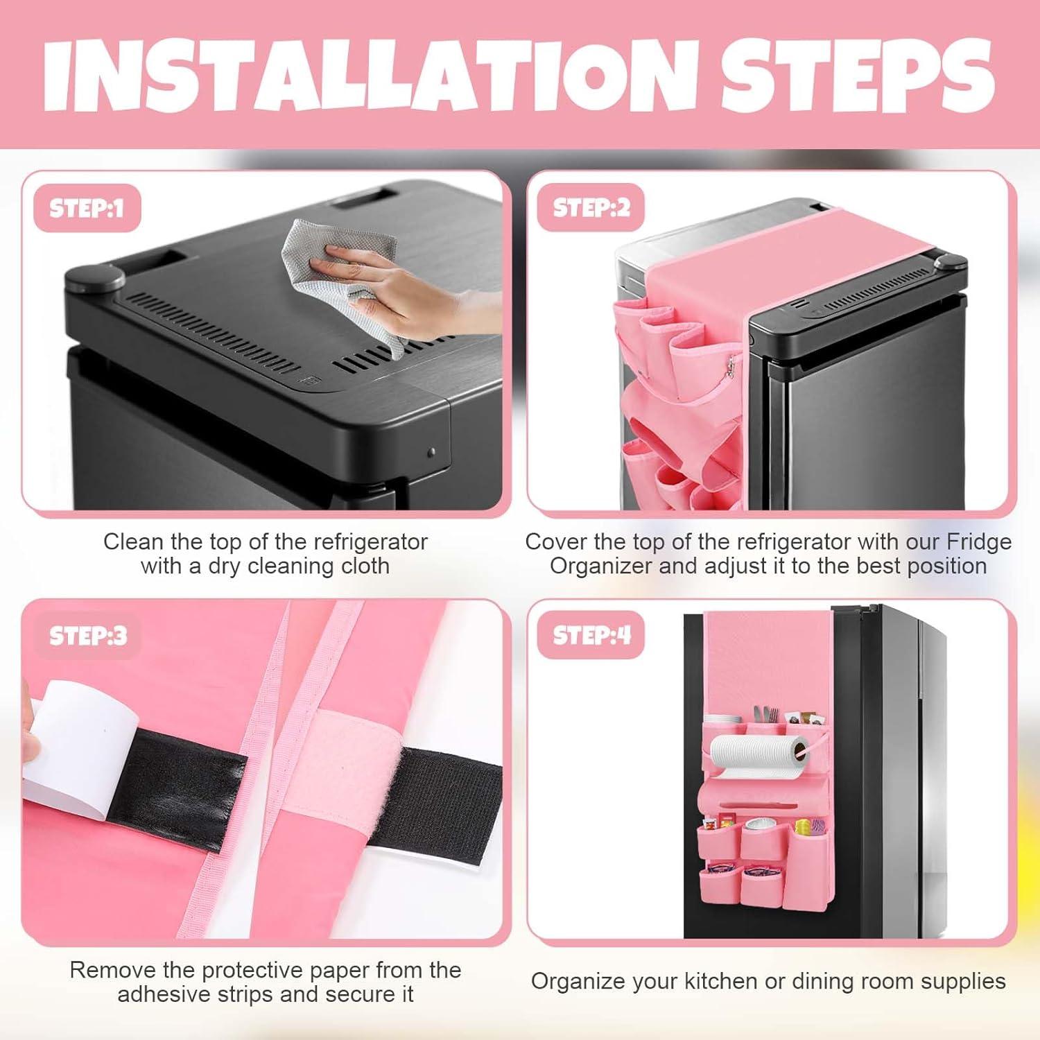 Organizador de Mini Nevera Weysat Rosa 14 Bolsillos 32.5x26.5cm