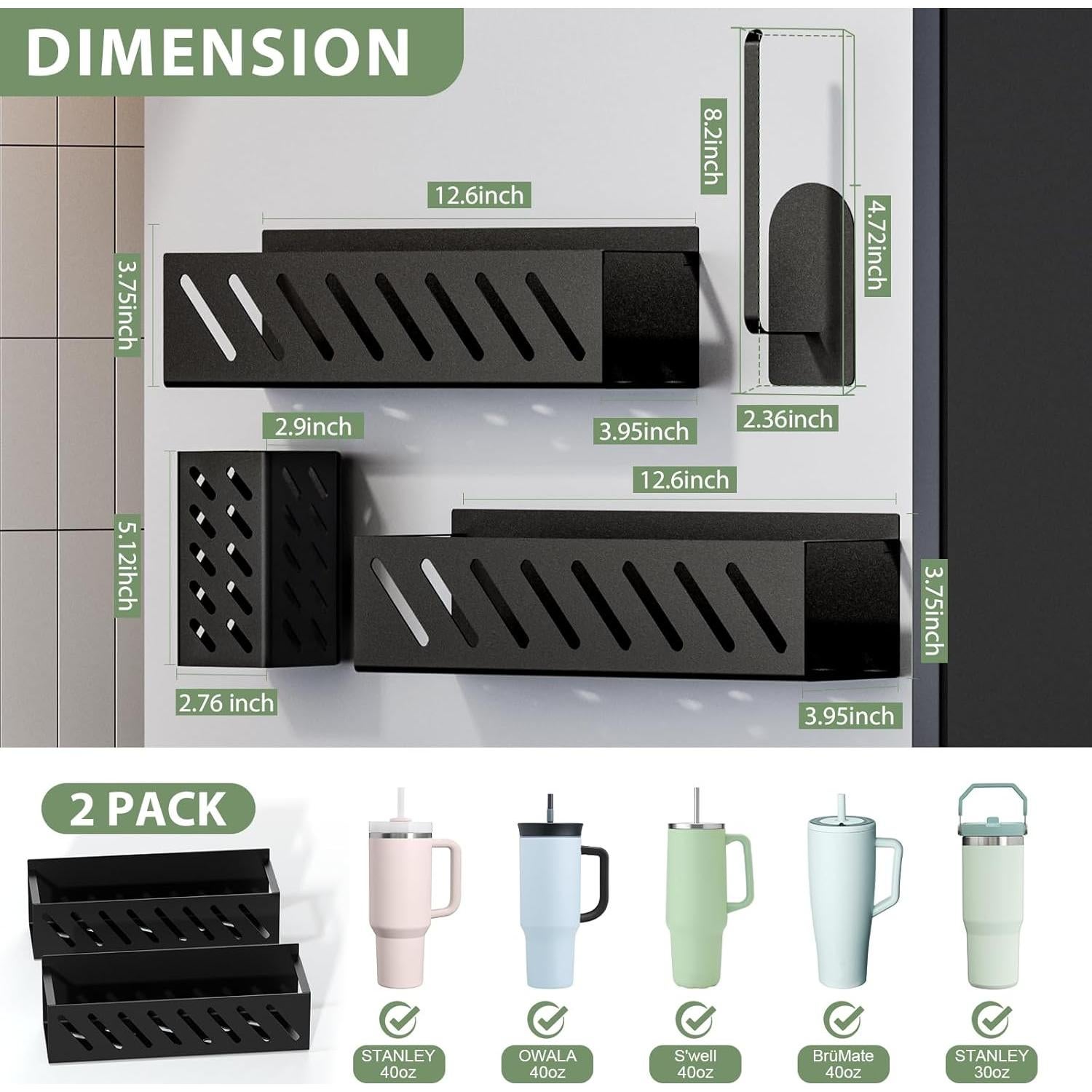 Organizador Magnético MOJOHAND para Tazas Stanley 40 oz - Negro