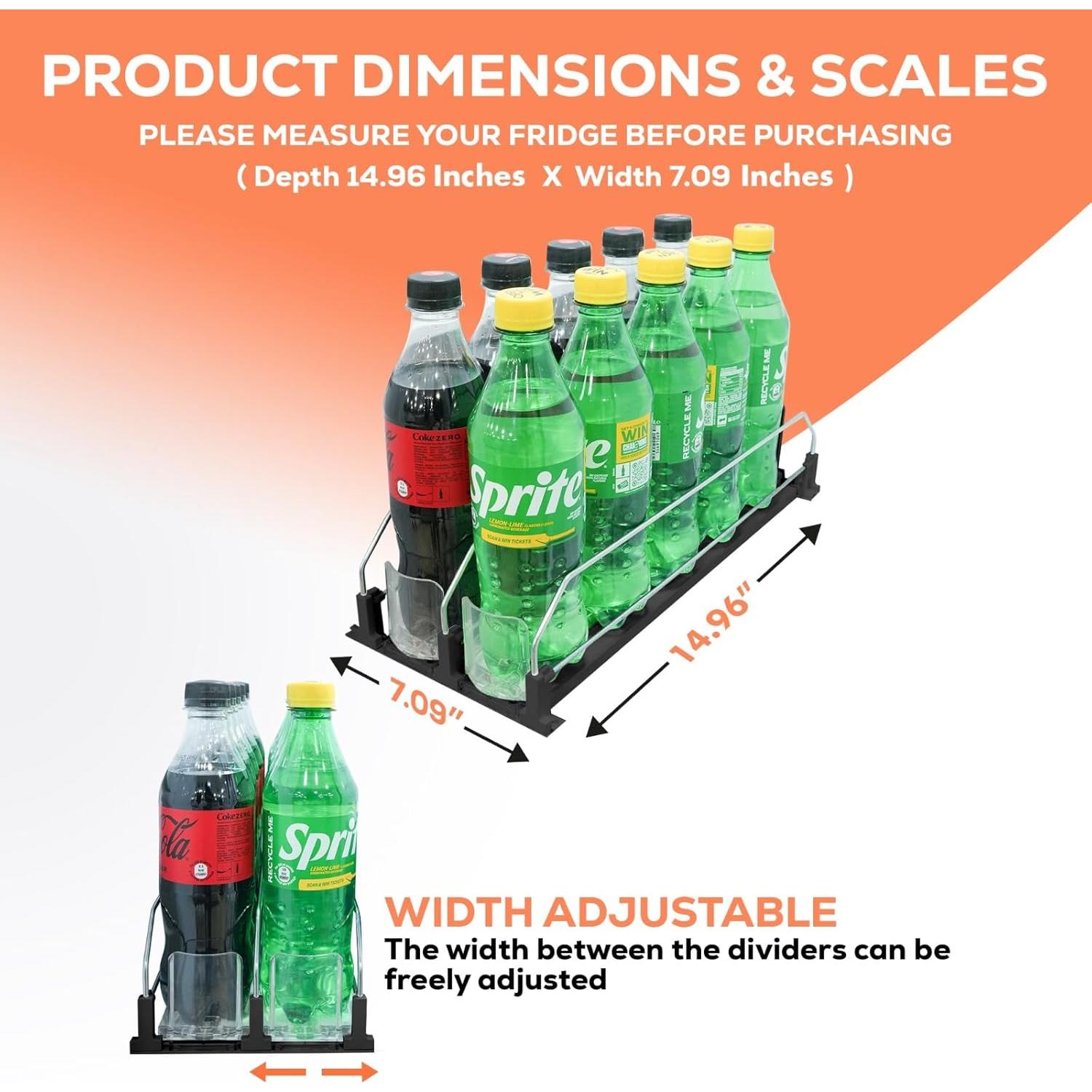 Organizador de Bebidas Sip Sort 2 Filas Negro para Nevera