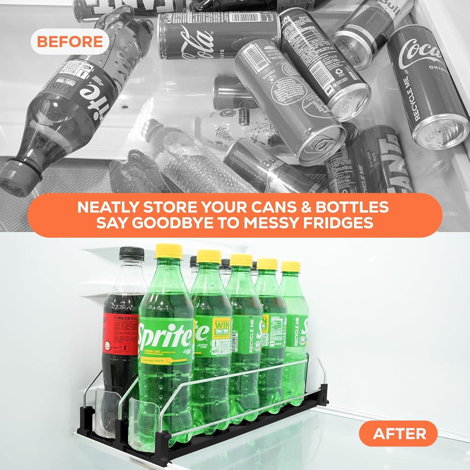 Organizador de Bebidas Sip Sort 2 Filas Negro para Nevera