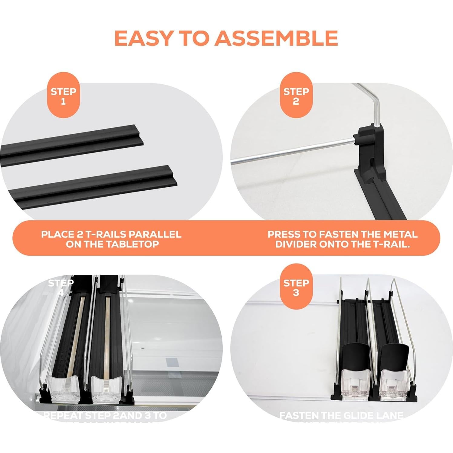 Organizador de Bebidas Sip Sort 2 Filas Negro para Nevera