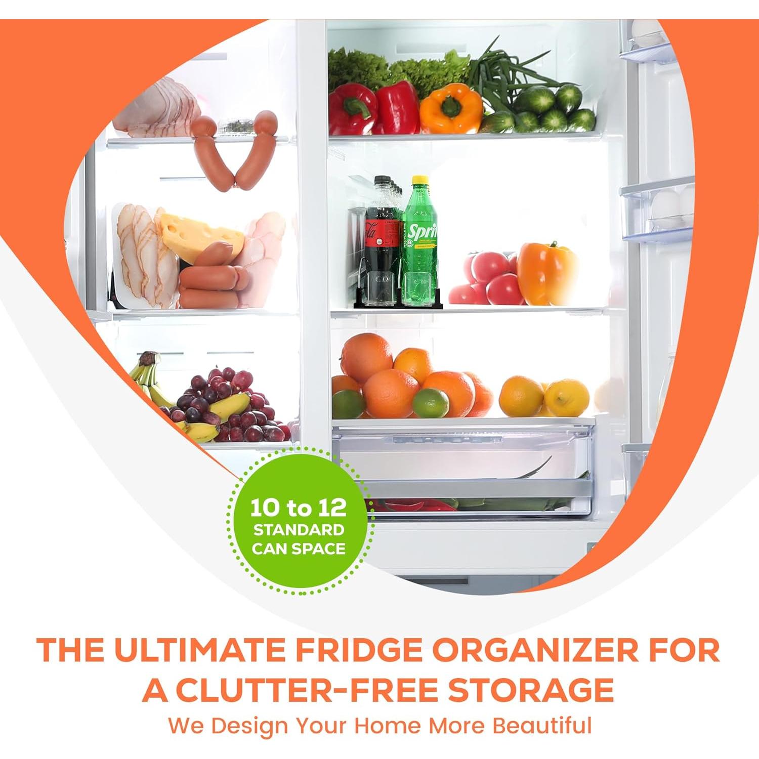 Organizador de Bebidas Sip Sort 2 Filas Negro para Nevera