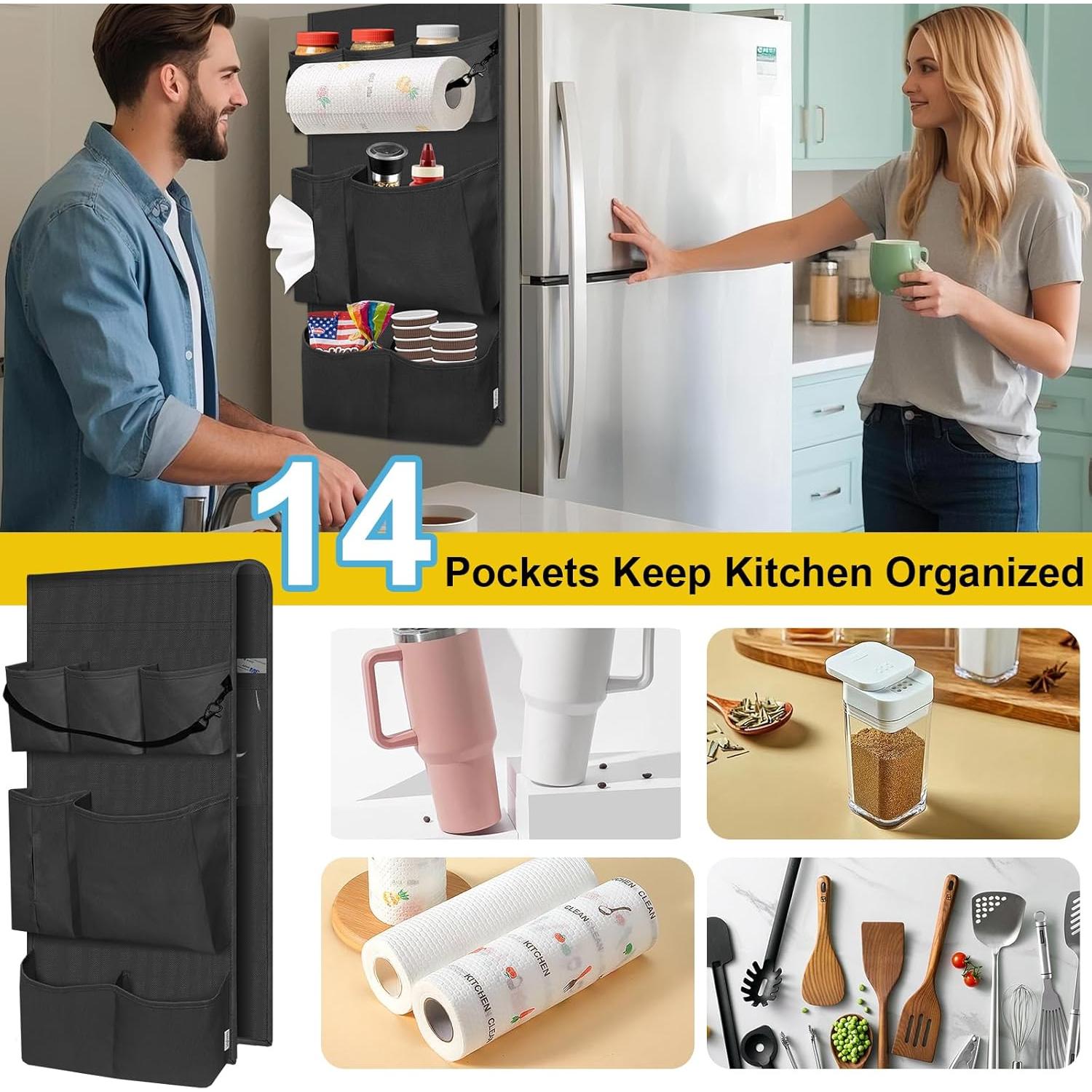 Organizador de Mini Nevera Homyfort 14 Bolsillos Negro