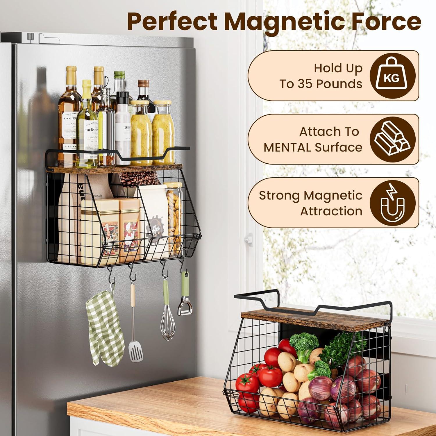 Estante Magnético Jijoe para Nevera 35x17x29.5cm, Almacenamiento de Frutas y Especias