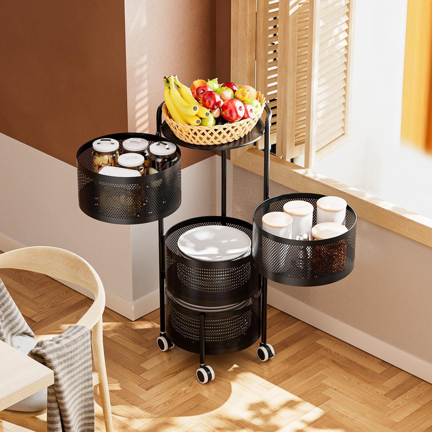 Estante de Almacenamiento de Cocina JAQ 4 Niveles Negro