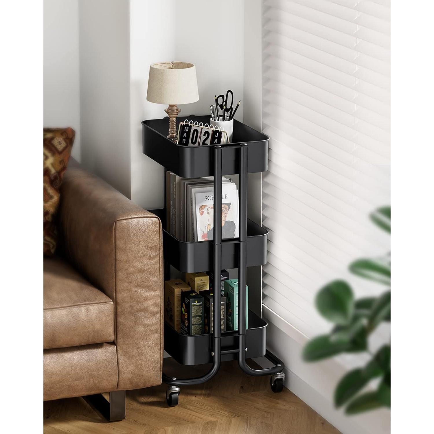 Carro de Almacenamiento Rodante Pipishell 3 Niveles Negro