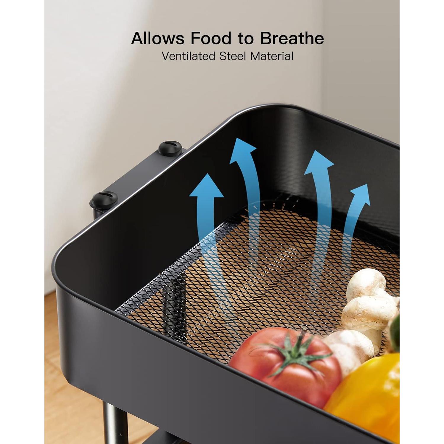 Carro de Almacenamiento Rodante Pipishell 3 Niveles Negro