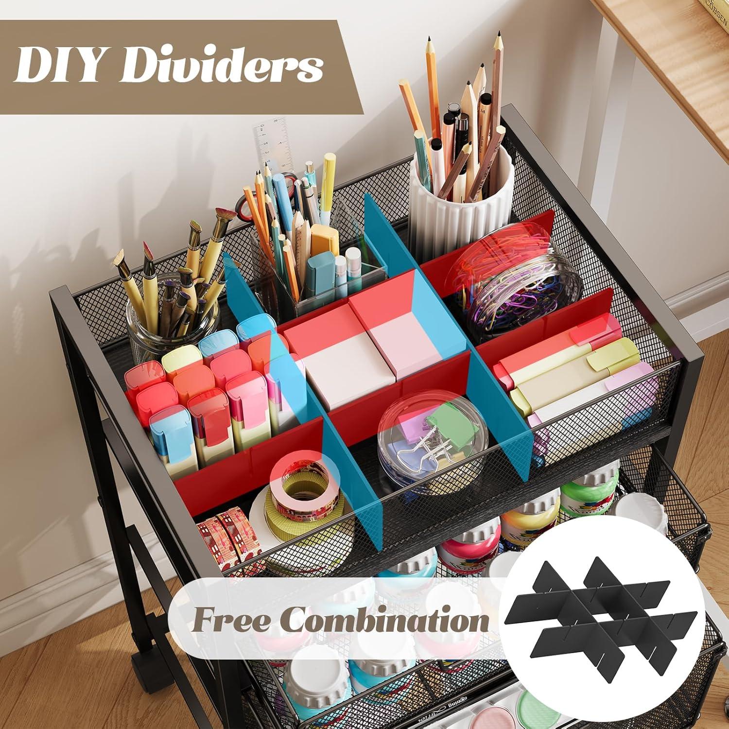 Carro Organizador Rodante Hayexiha 4 Niveles 3 Cajones Negro