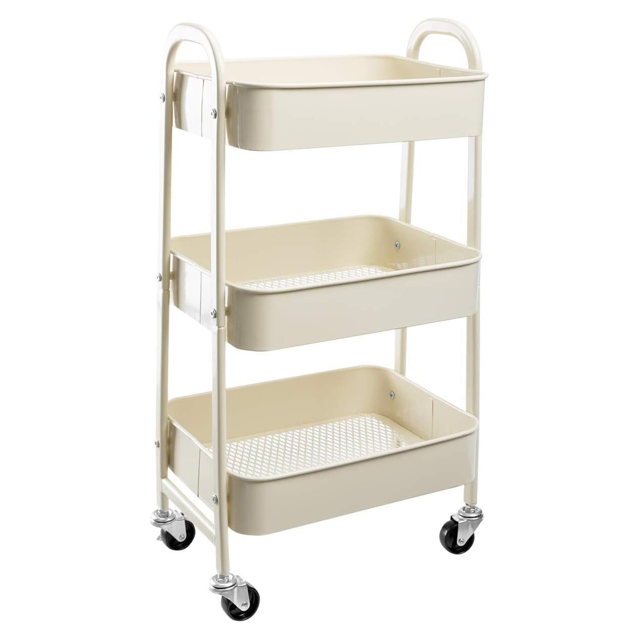 Carro de Maquillaje AGTEK Beige 3 Niveles Rodante Metal 69.85 cm