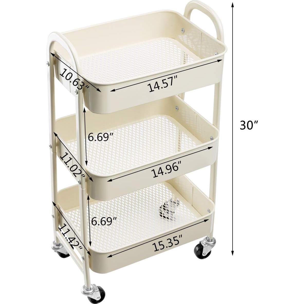 Carro de Maquillaje AGTEK Beige 3 Niveles Rodante Metal 69.85 cm