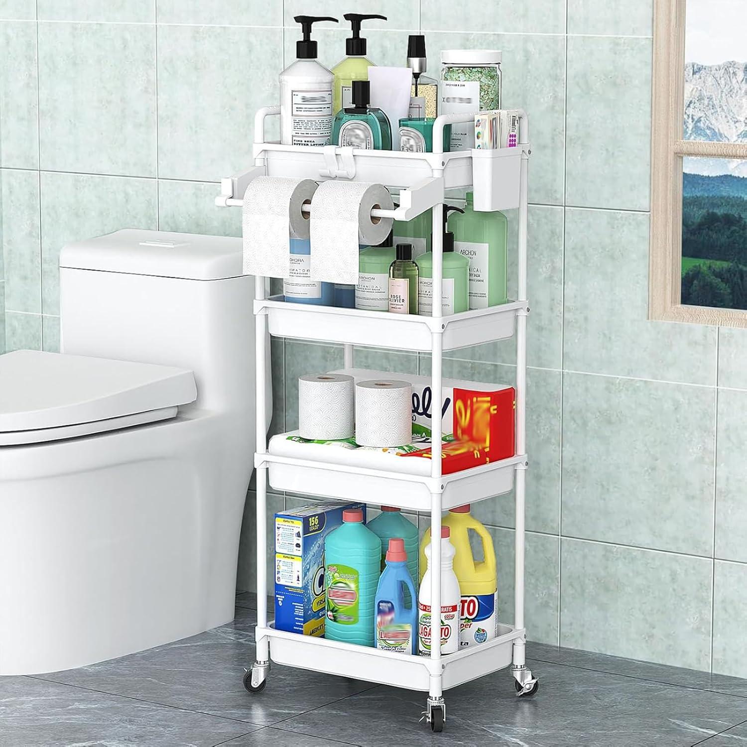 Carro de Almacenamiento Rodante SPACEKEEPER 4 Niveles Blanco