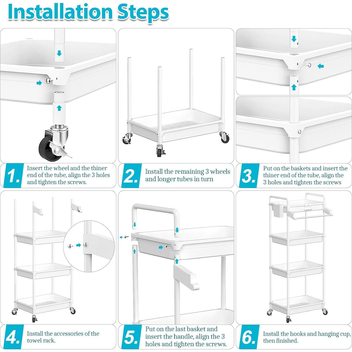 Carro de Almacenamiento Rodante SPACEKEEPER 4 Niveles Blanco
