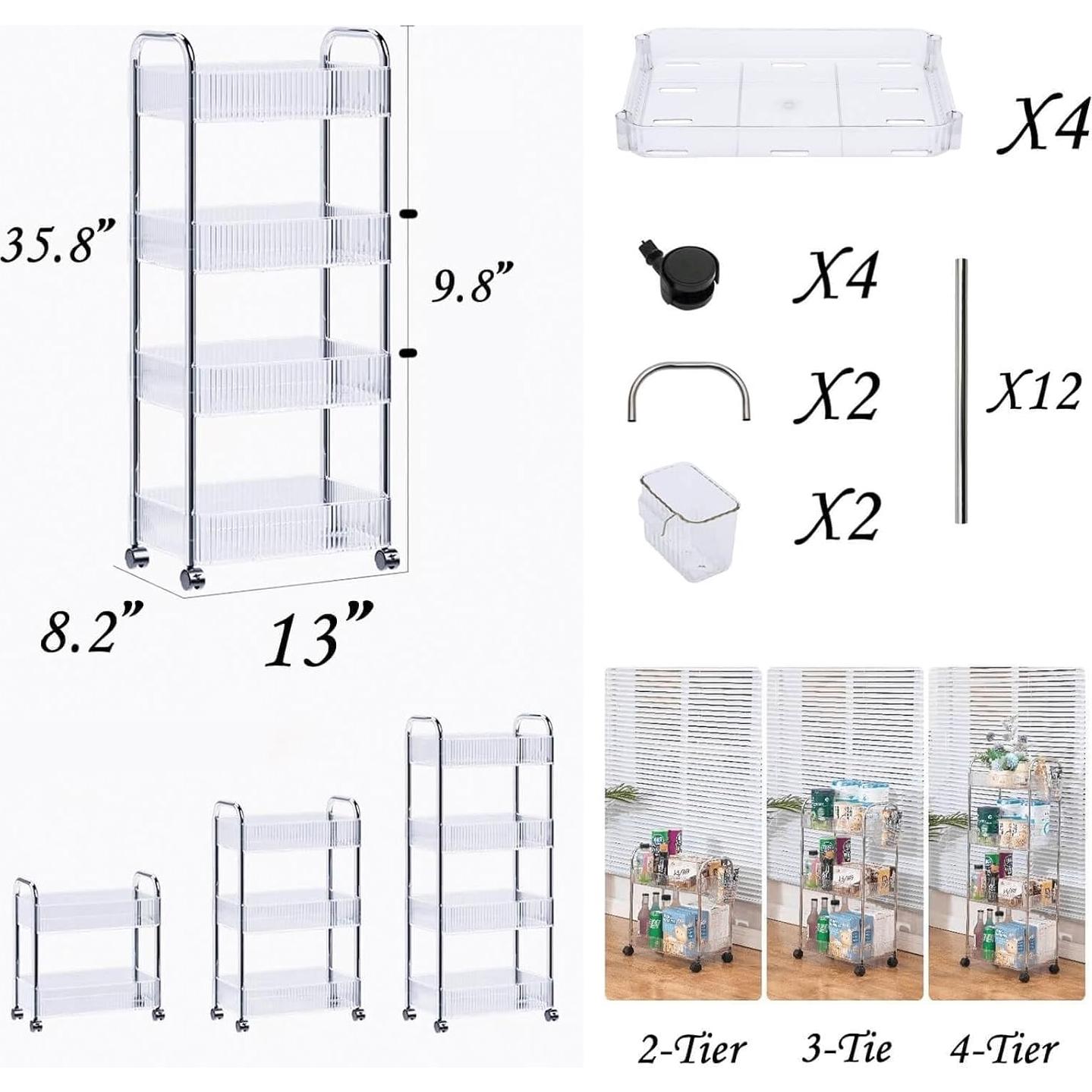 Carro Organizador de Almacenamiento Dalekana 4 Niveles 91 cm