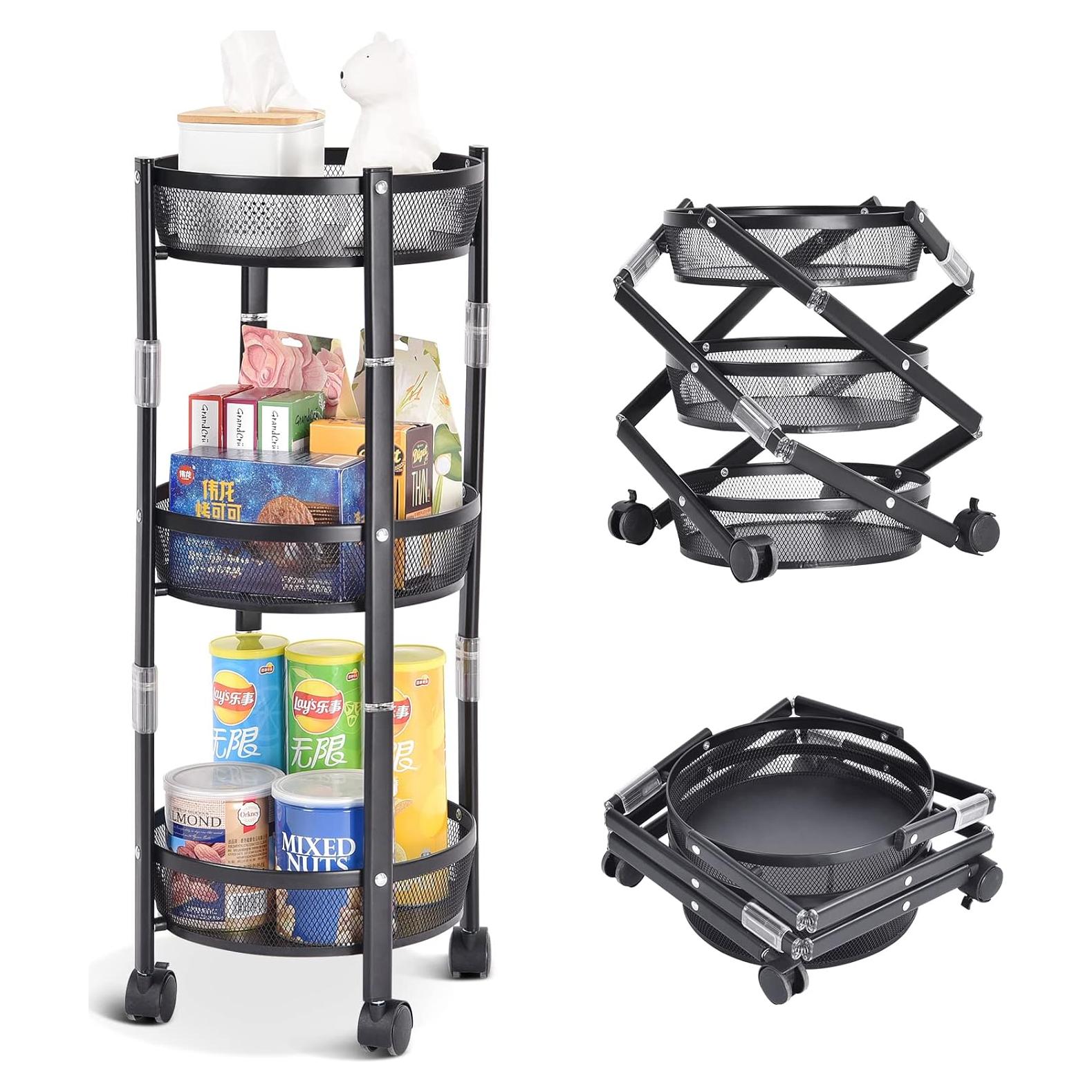 Carro Rodante Plegable TOOLF 3 Niveles Negro Organizador