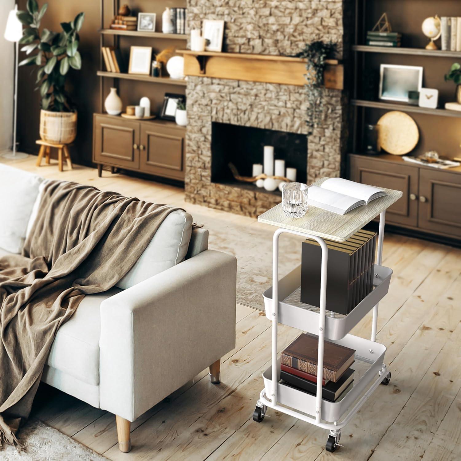 Carro de Almacenamiento Rodante Simple Houseware 2 Niveles Arce