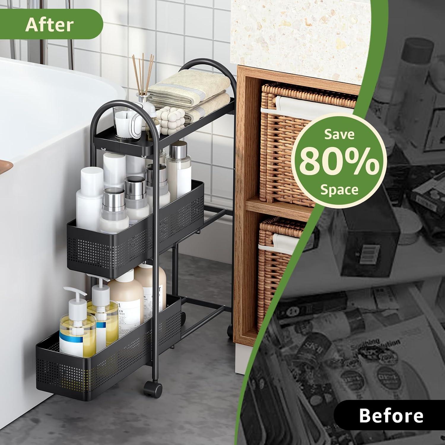 Carro de Almacenamiento Rodante KINGRACK 3 Niveles Negro