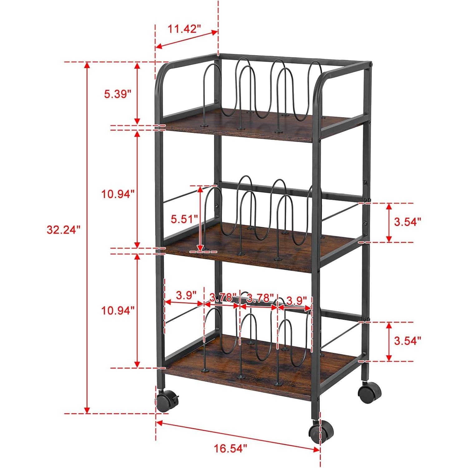 Carro de Archivos Rodante Feyejade 3 Niveles con Ruedas