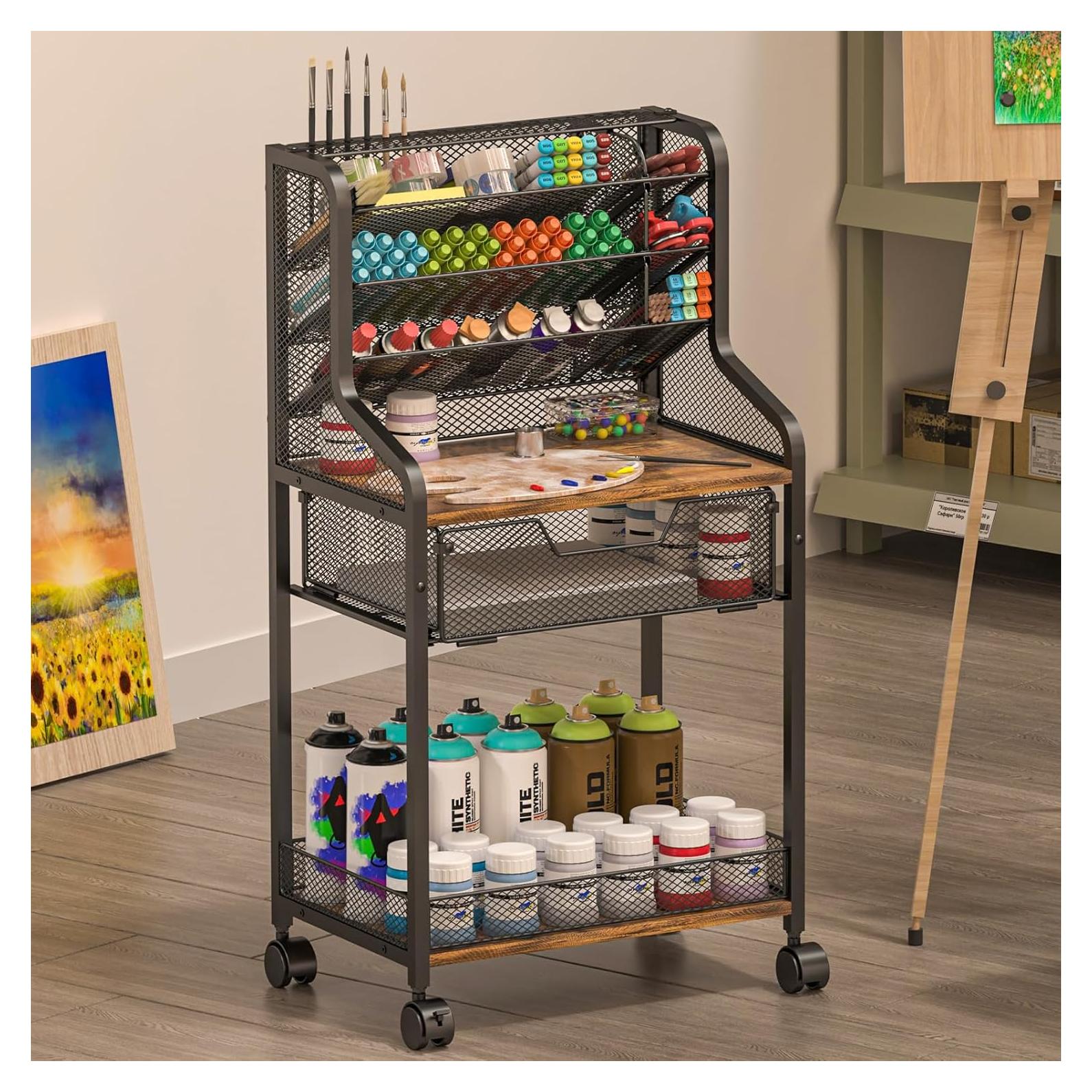 Carrito de Almacenamiento Jakyitvi con Cajón y 6 Niveles