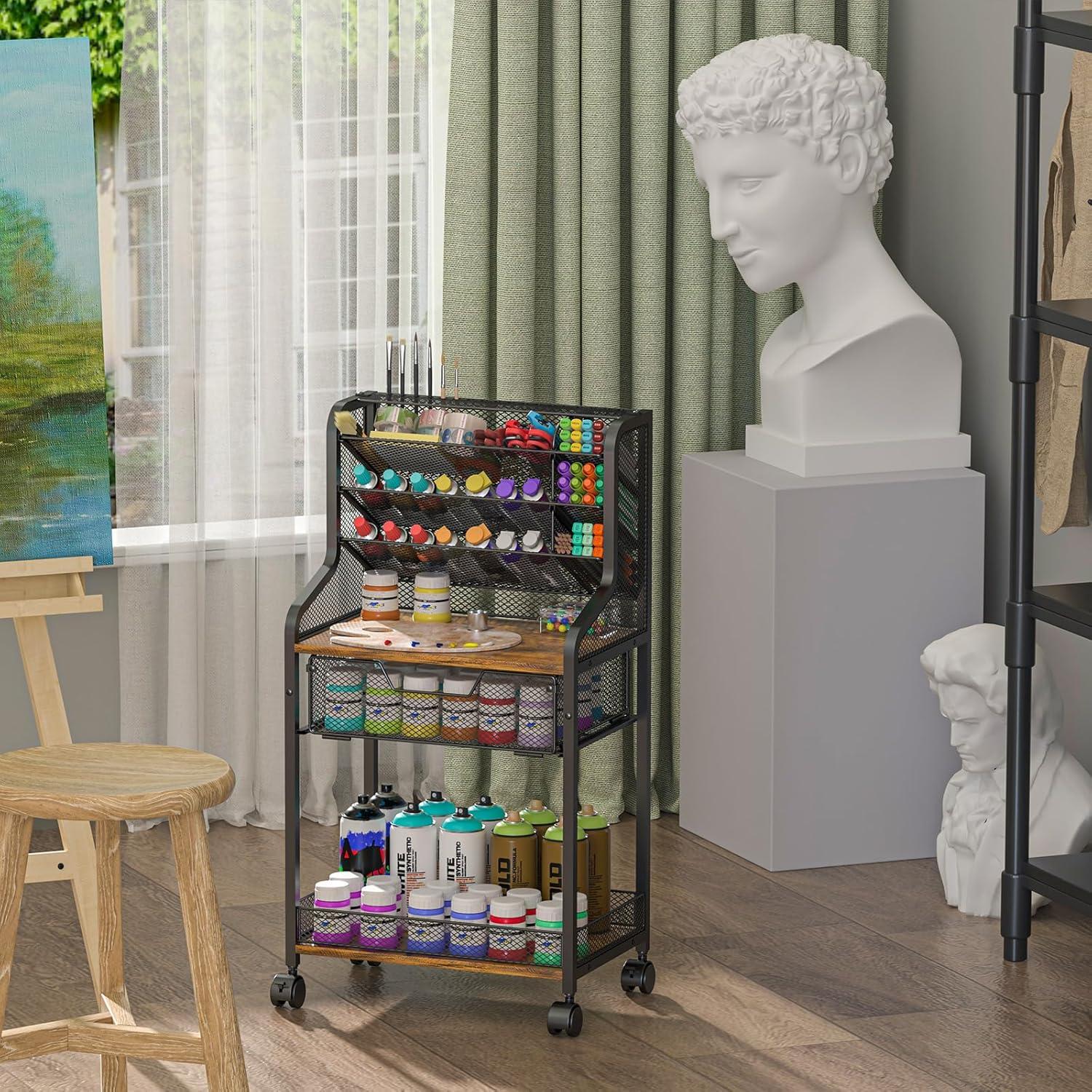 Carrito de Almacenamiento Jakyitvi con Cajón y 6 Niveles