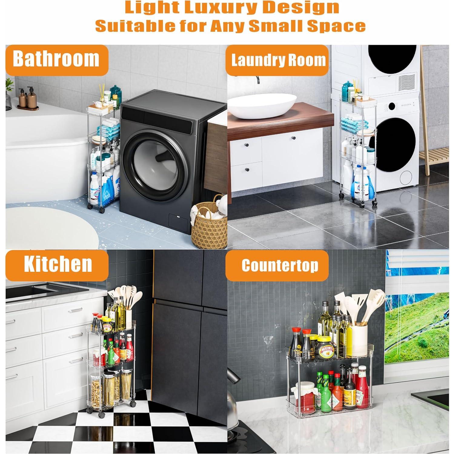 Carro de Almacenamiento Rodante Yieach 3 Niveles 16 cm Ancho