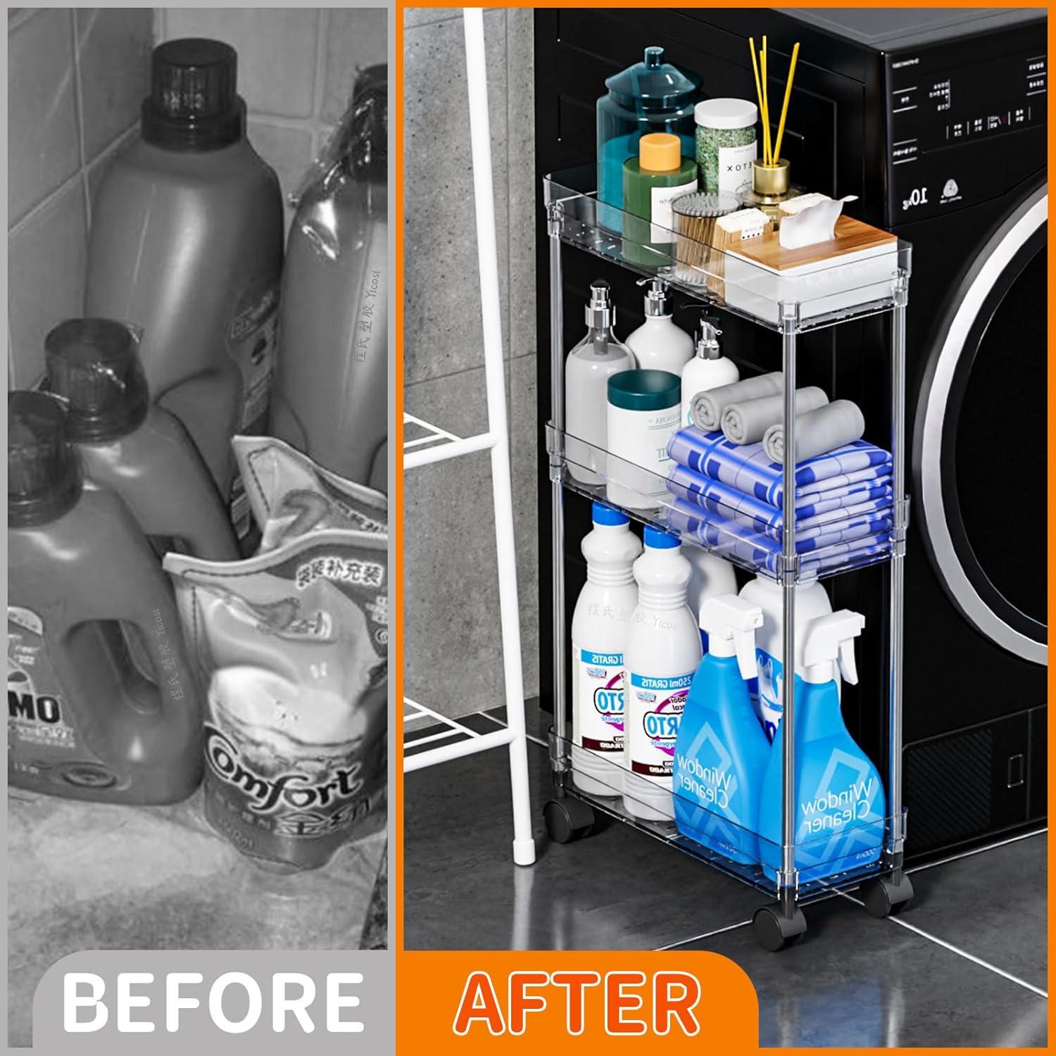 Carro de Almacenamiento Rodante Yieach 3 Niveles 16 cm Ancho