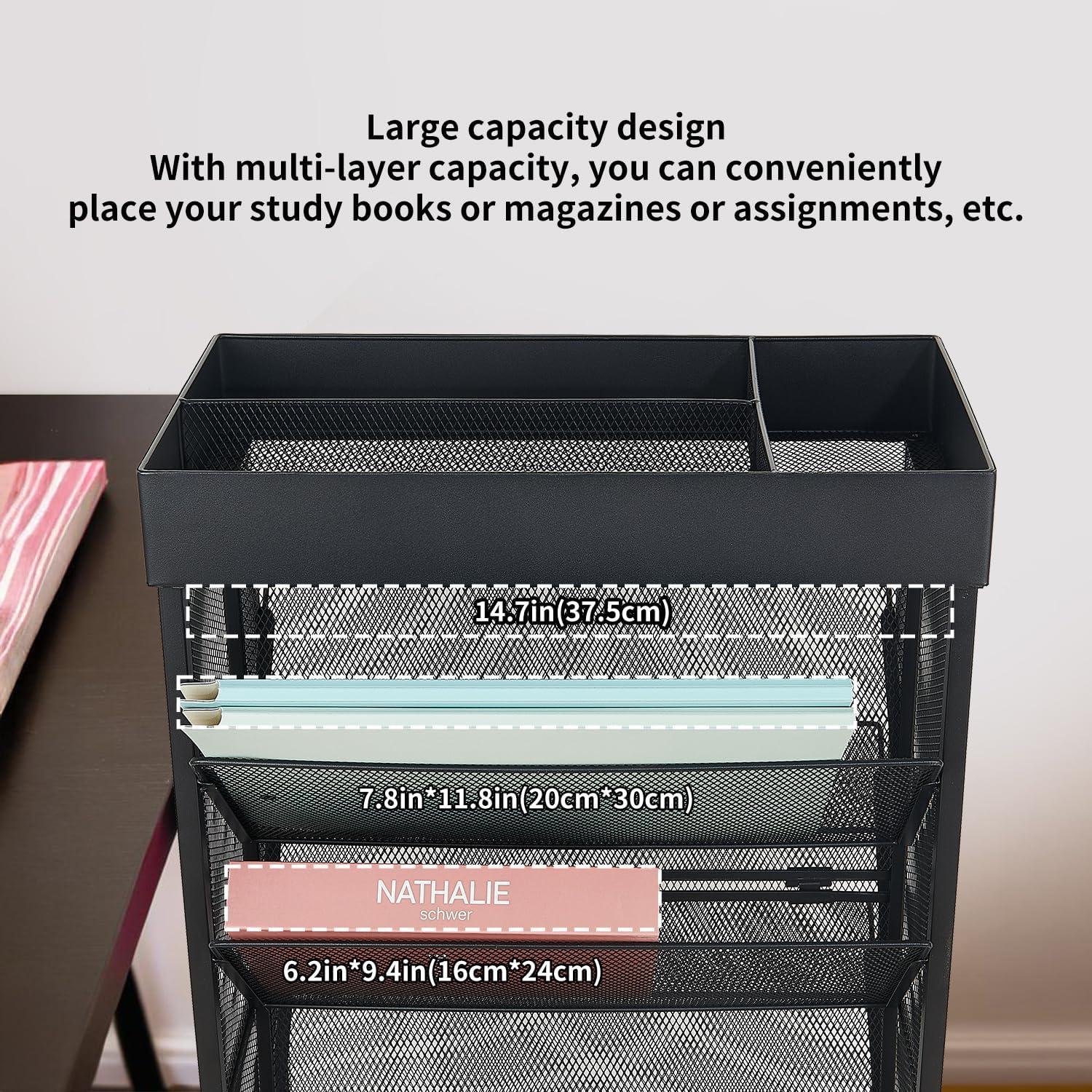 Estante Rodante de Libros Gianotter 5 Niveles Metal Negro