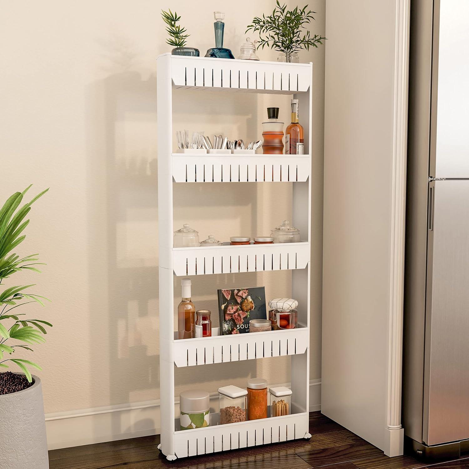 Carro de Almacenamiento Delgado Lavish Home 5 Niveles Blanco