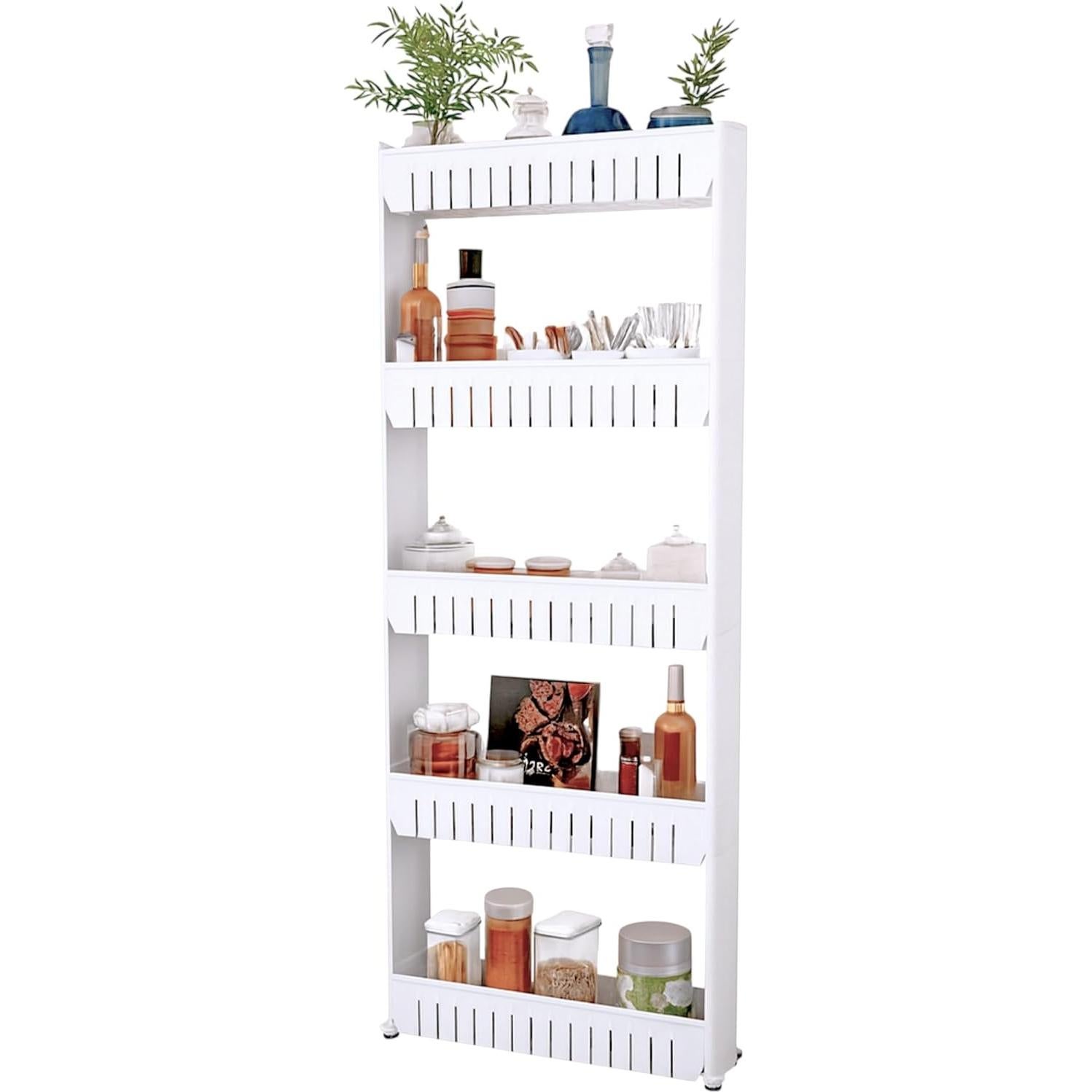 Carro de Almacenamiento Delgado Lavish Home 5 Niveles Blanco