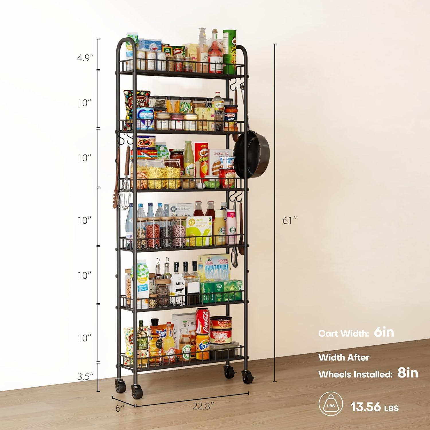 Carro de Almacenamiento VKTO 6 Niveles Negro 15.24 cm