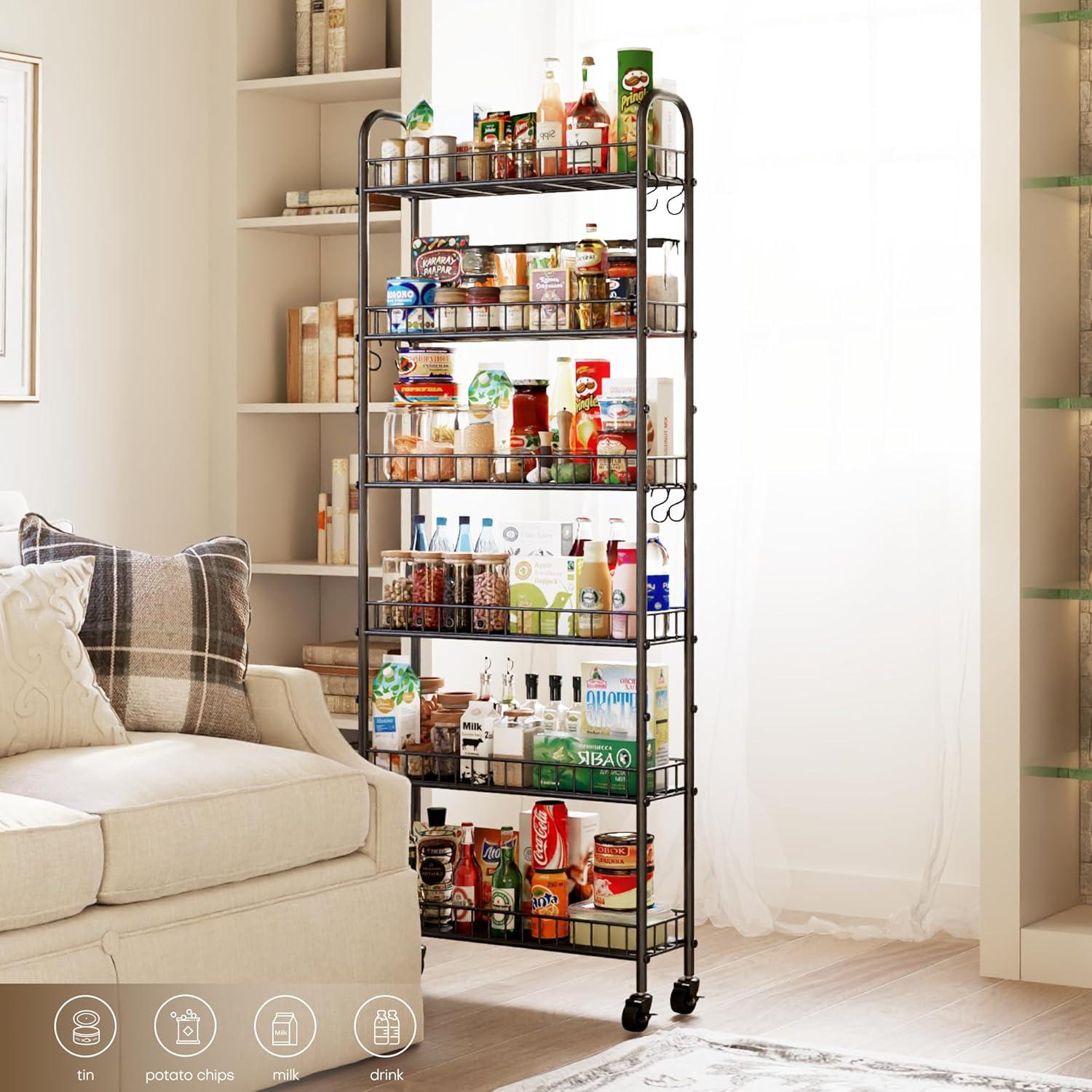 Carro de Almacenamiento VKTO 6 Niveles Negro 15.24 cm