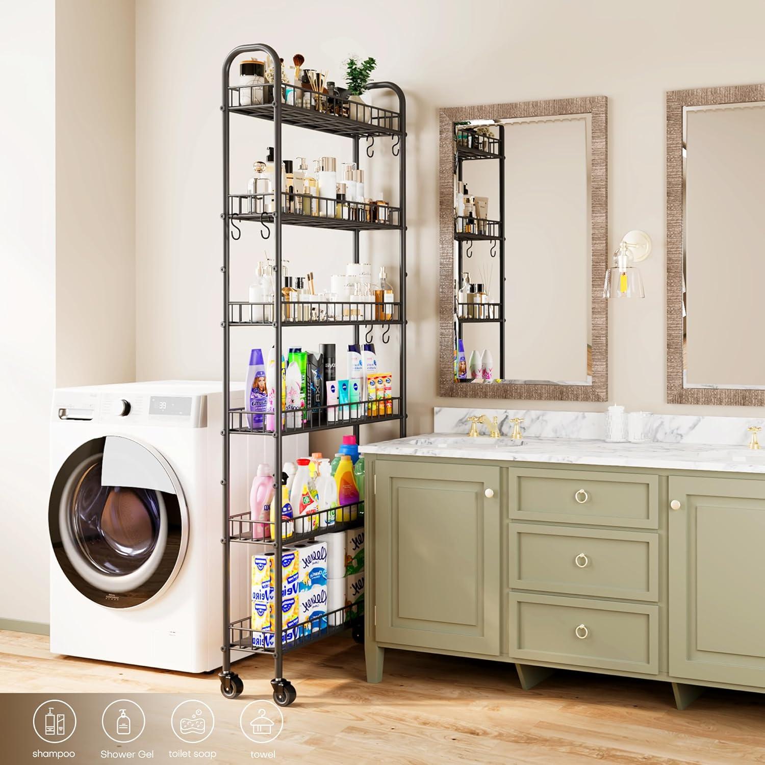 Carro de Almacenamiento VKTO 6 Niveles Negro 15.24 cm