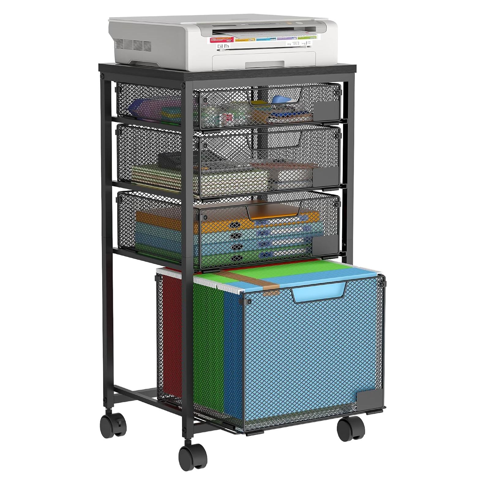 Carro de Archivos Rodante Sbanmao con 4 Cajones Negro