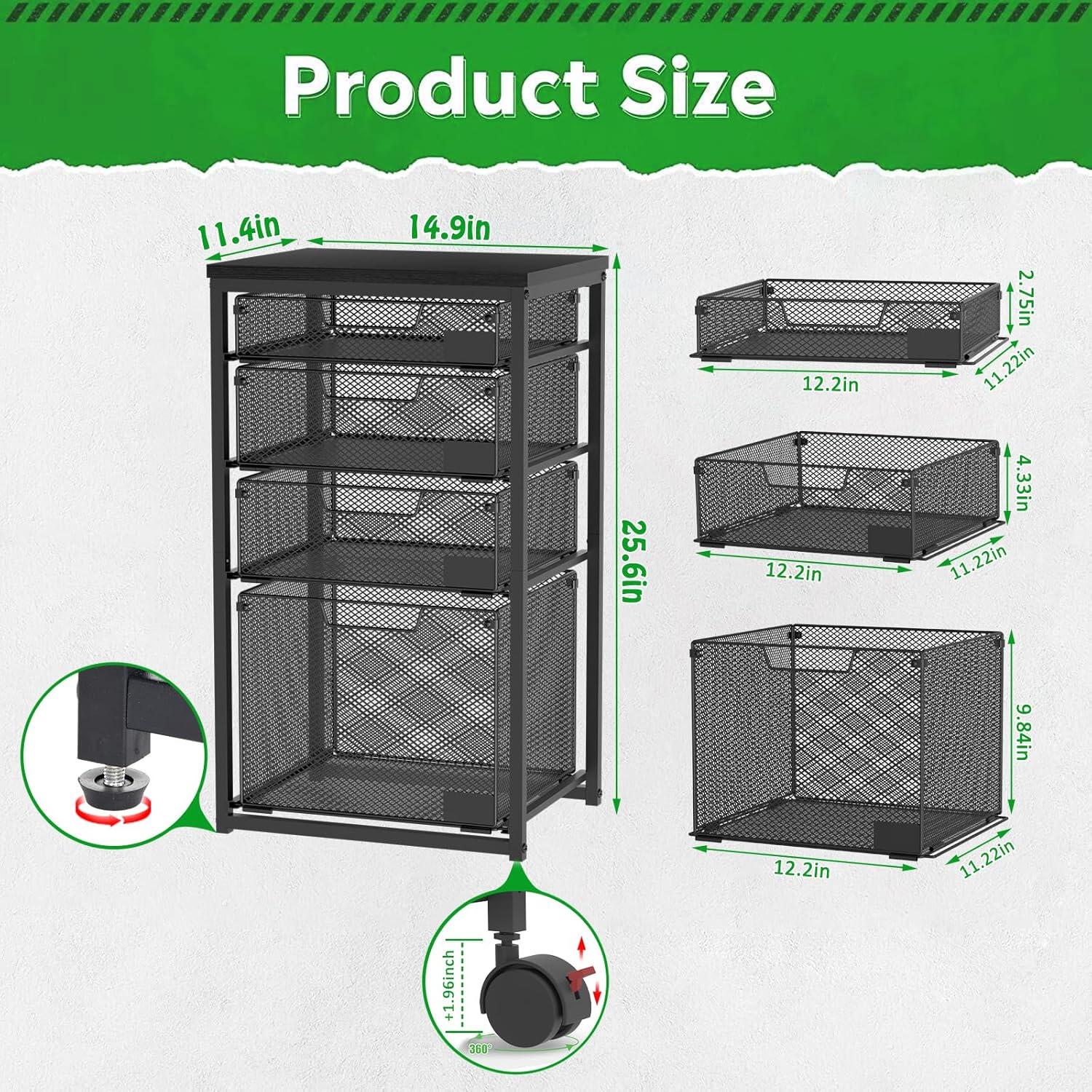Carro de Archivos Rodante Sbanmao con 4 Cajones Negro