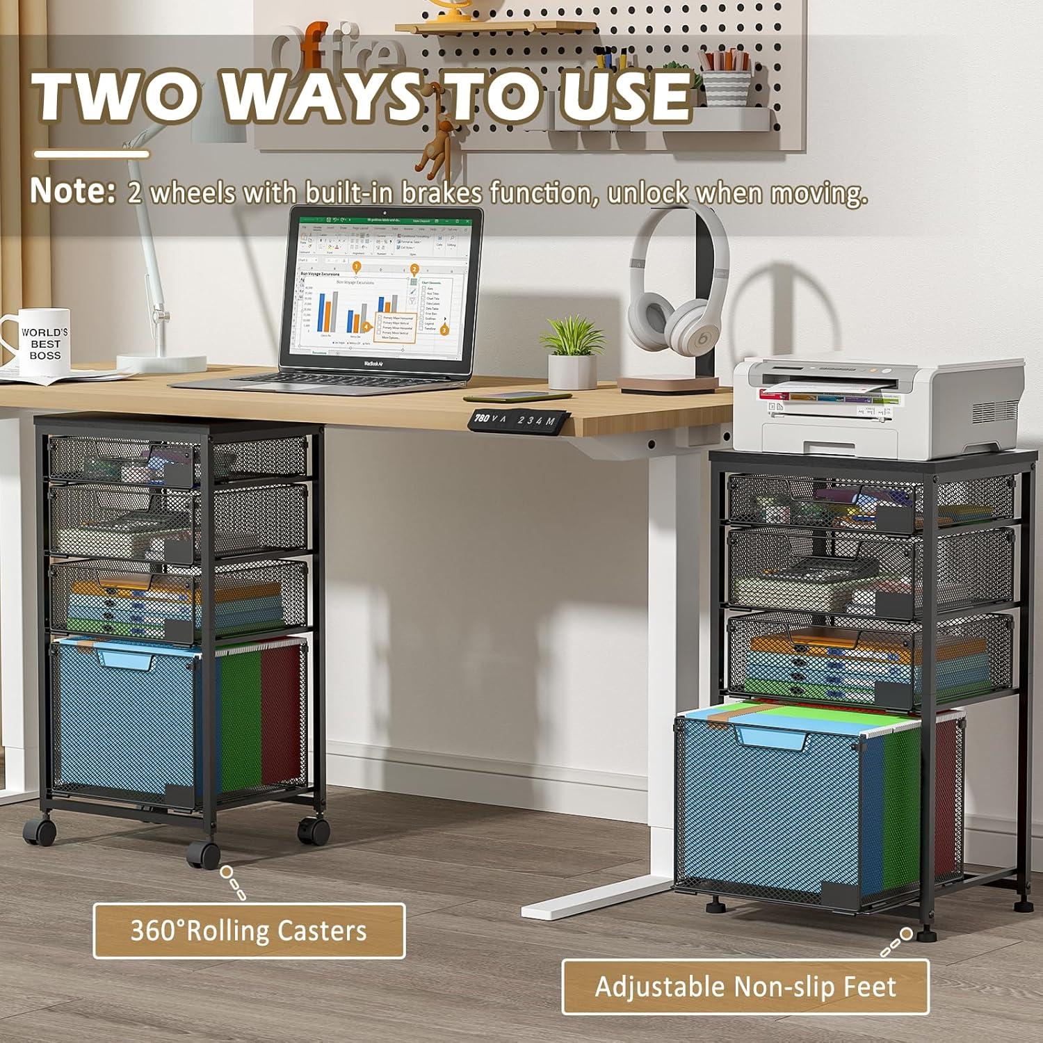 Carro de Archivos Rodante Sbanmao con 4 Cajones Negro