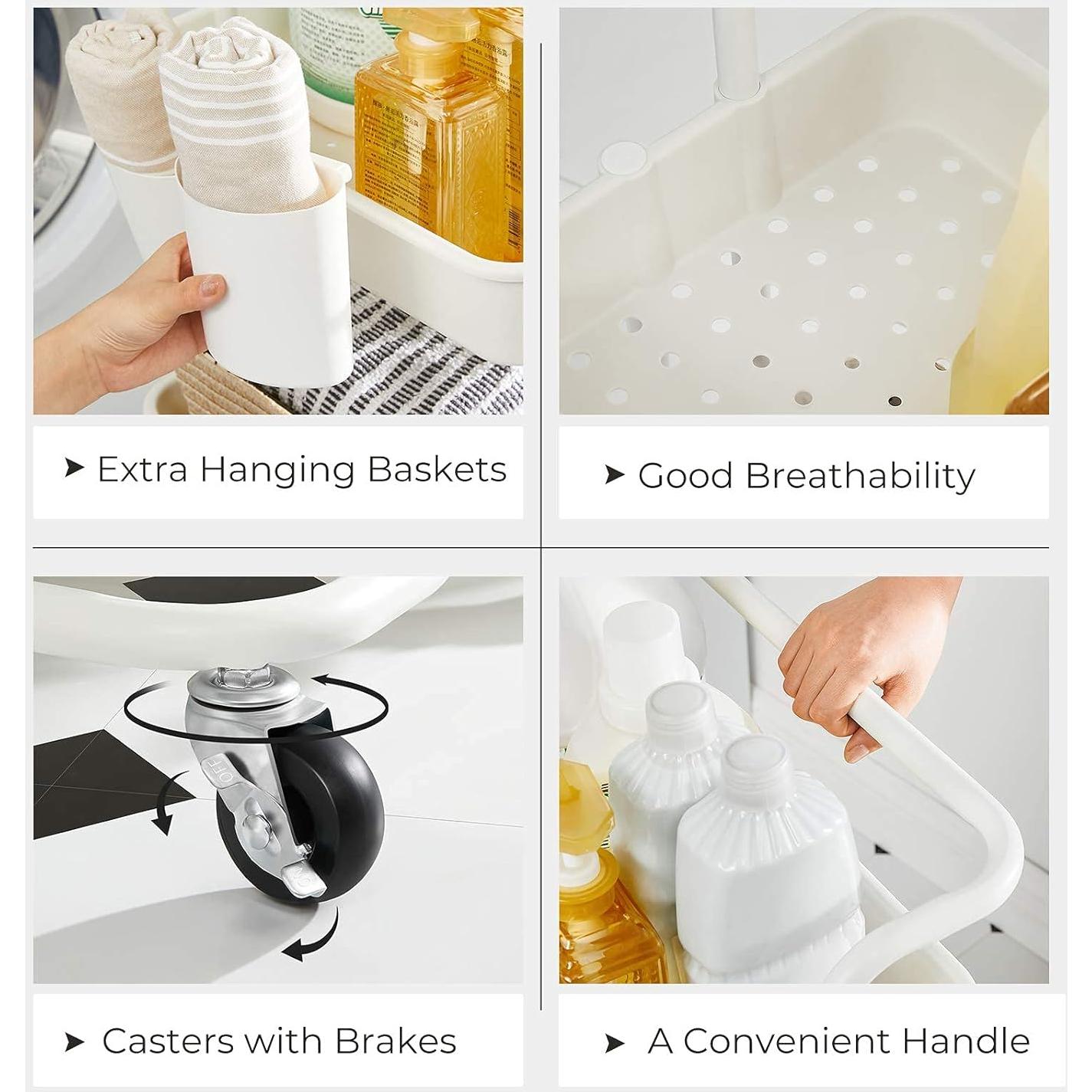 Carro Rodante de Almacenamiento SONGMICS 3 Niveles Blanco