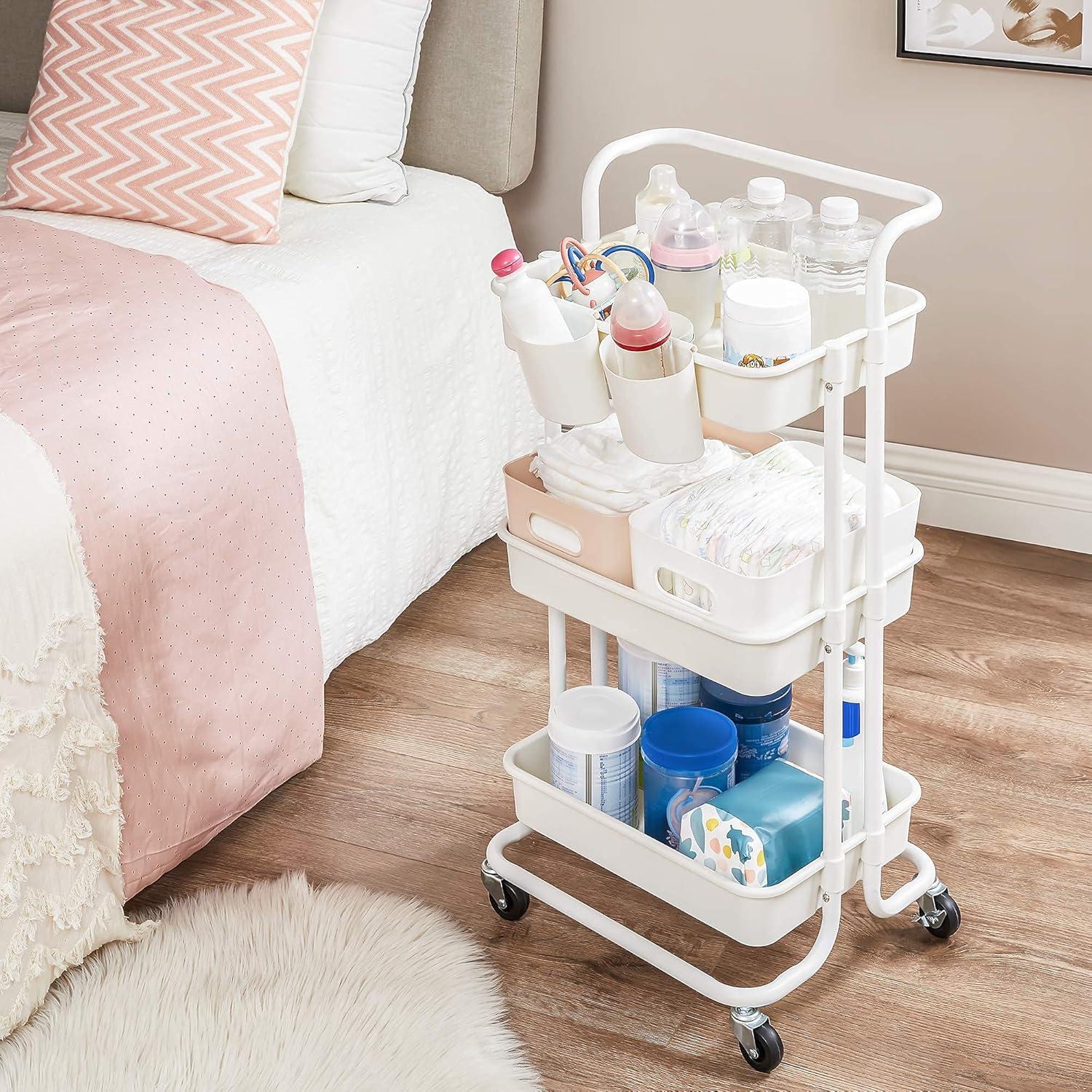 Carro Rodante de Almacenamiento SONGMICS 3 Niveles Blanco