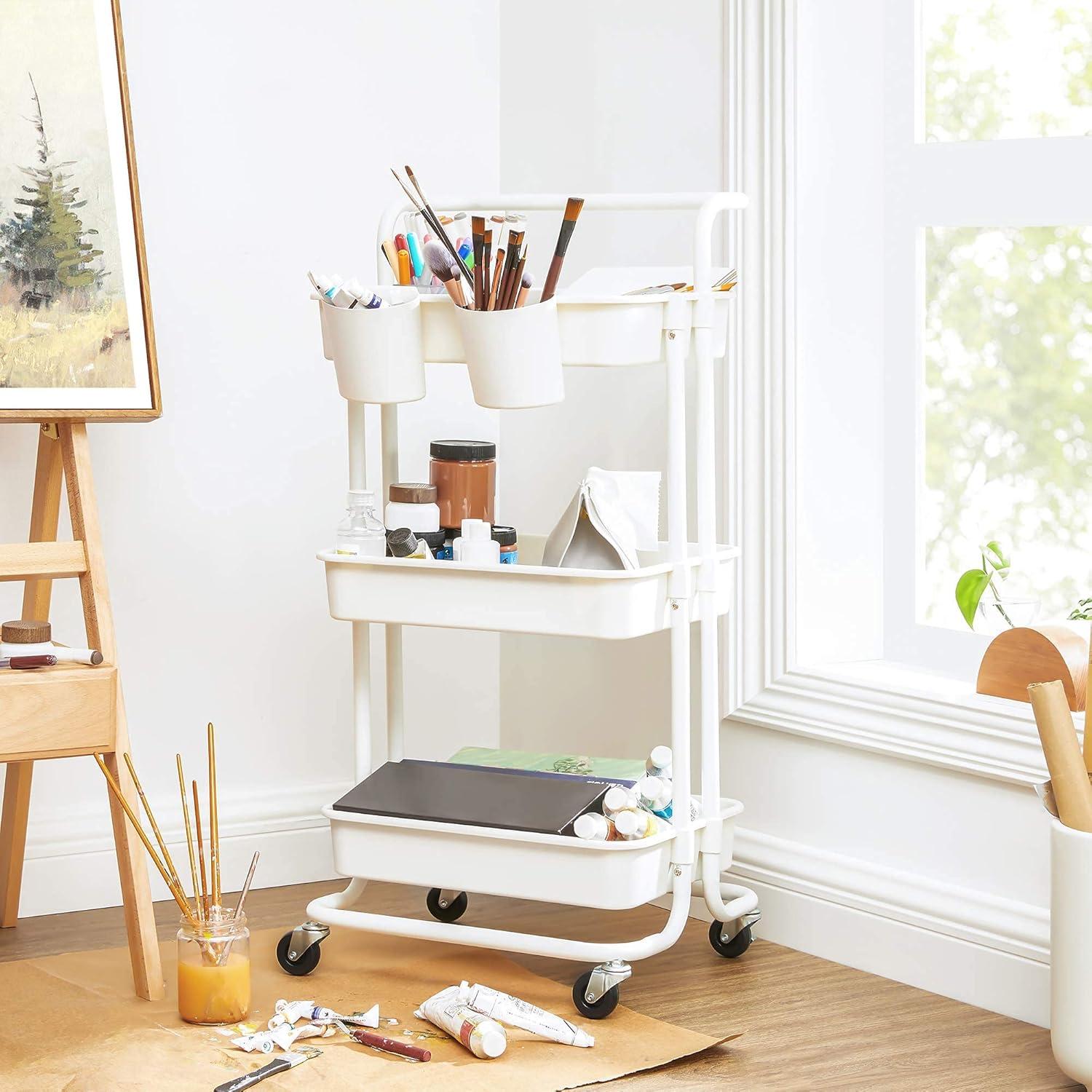 Carro Rodante de Almacenamiento SONGMICS 3 Niveles Blanco