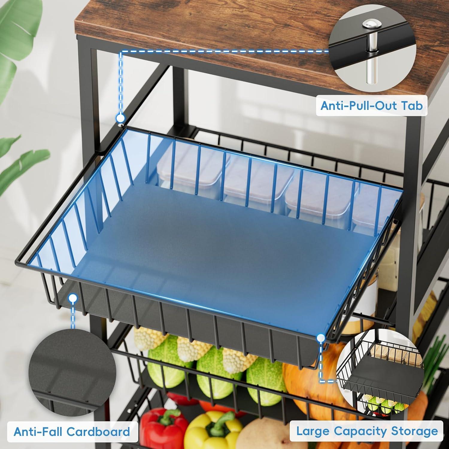 Carrito de Almacenamiento Venkuber 5 Niveles Marrón