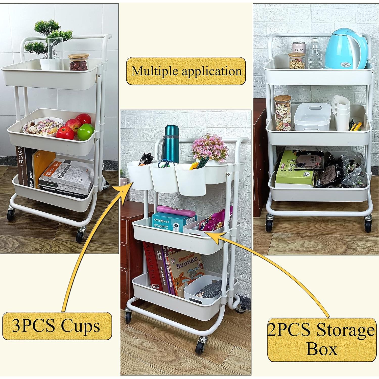 Carro Rodante de Almacenamiento Freletry 3 Niveles Blanco