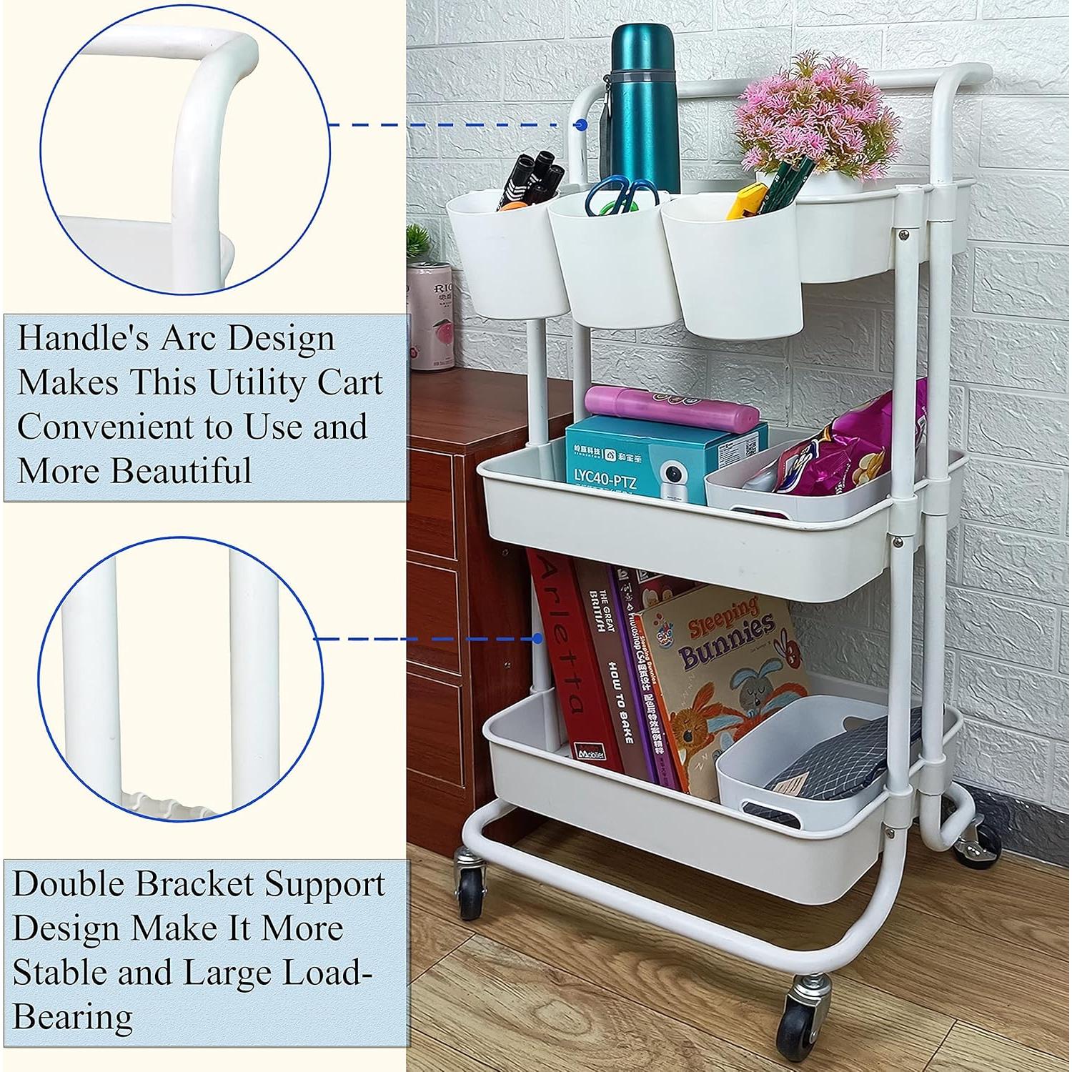 Carro Rodante de Almacenamiento Freletry 3 Niveles Blanco