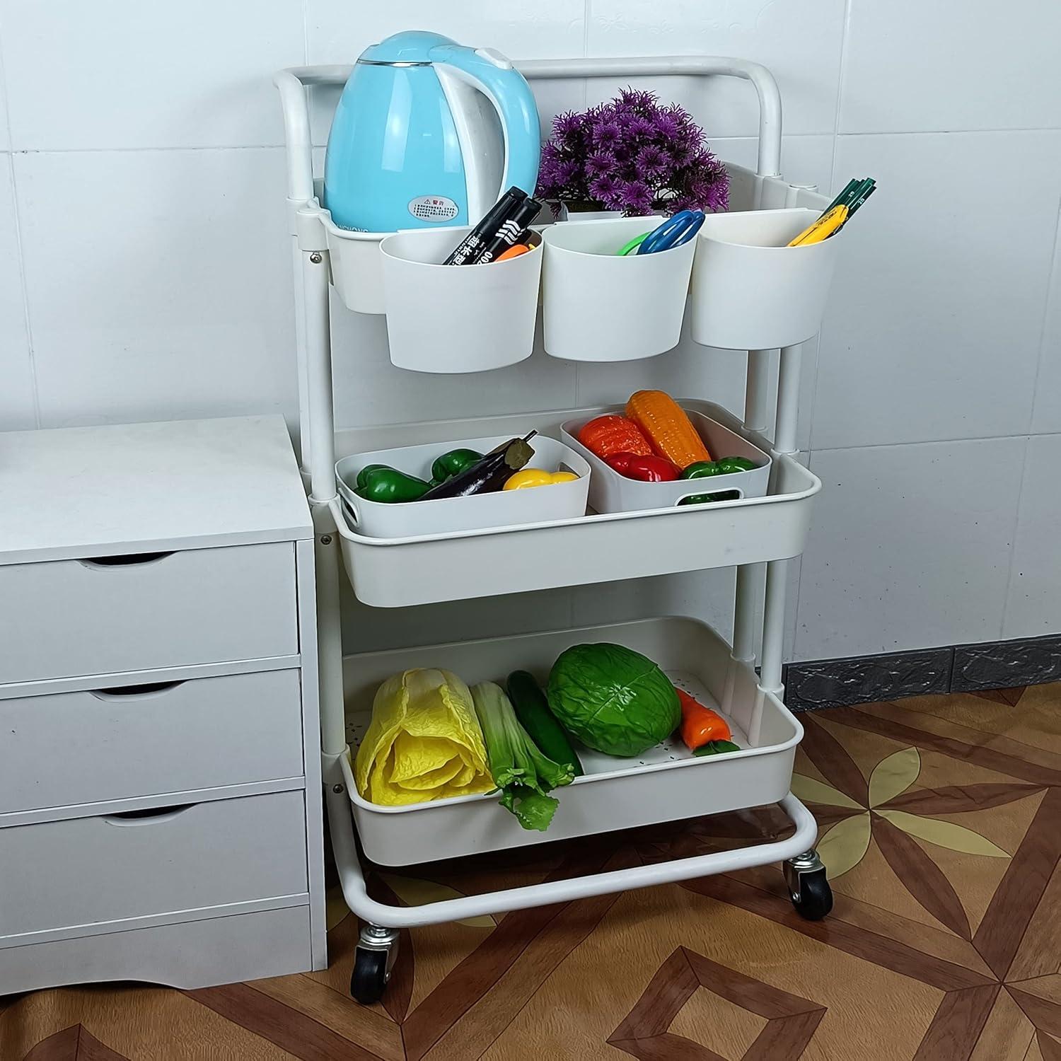 Carro Rodante de Almacenamiento Freletry 3 Niveles Blanco