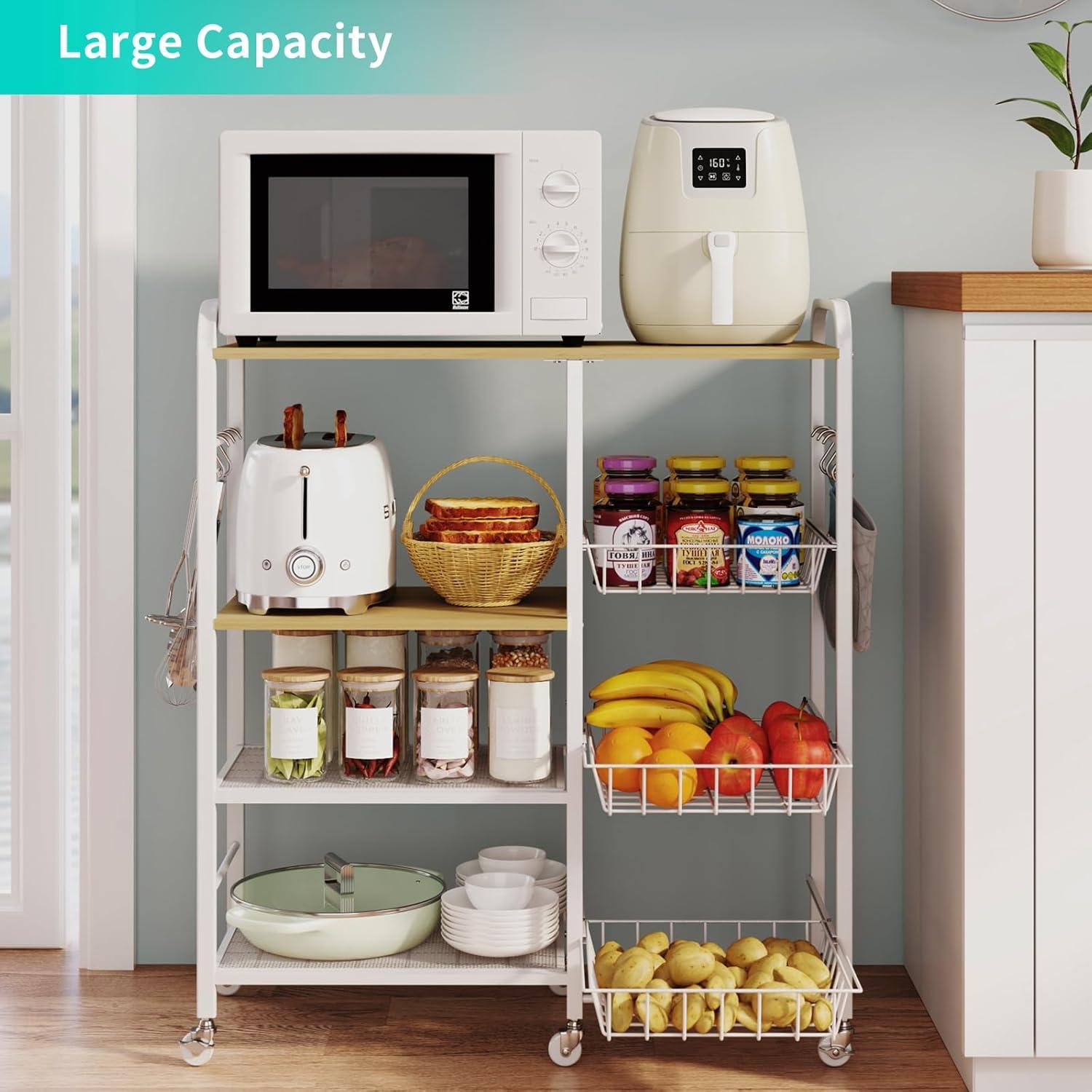 Carro de Cocina HapiRm Blanco con Ruedas y 4 Niveles