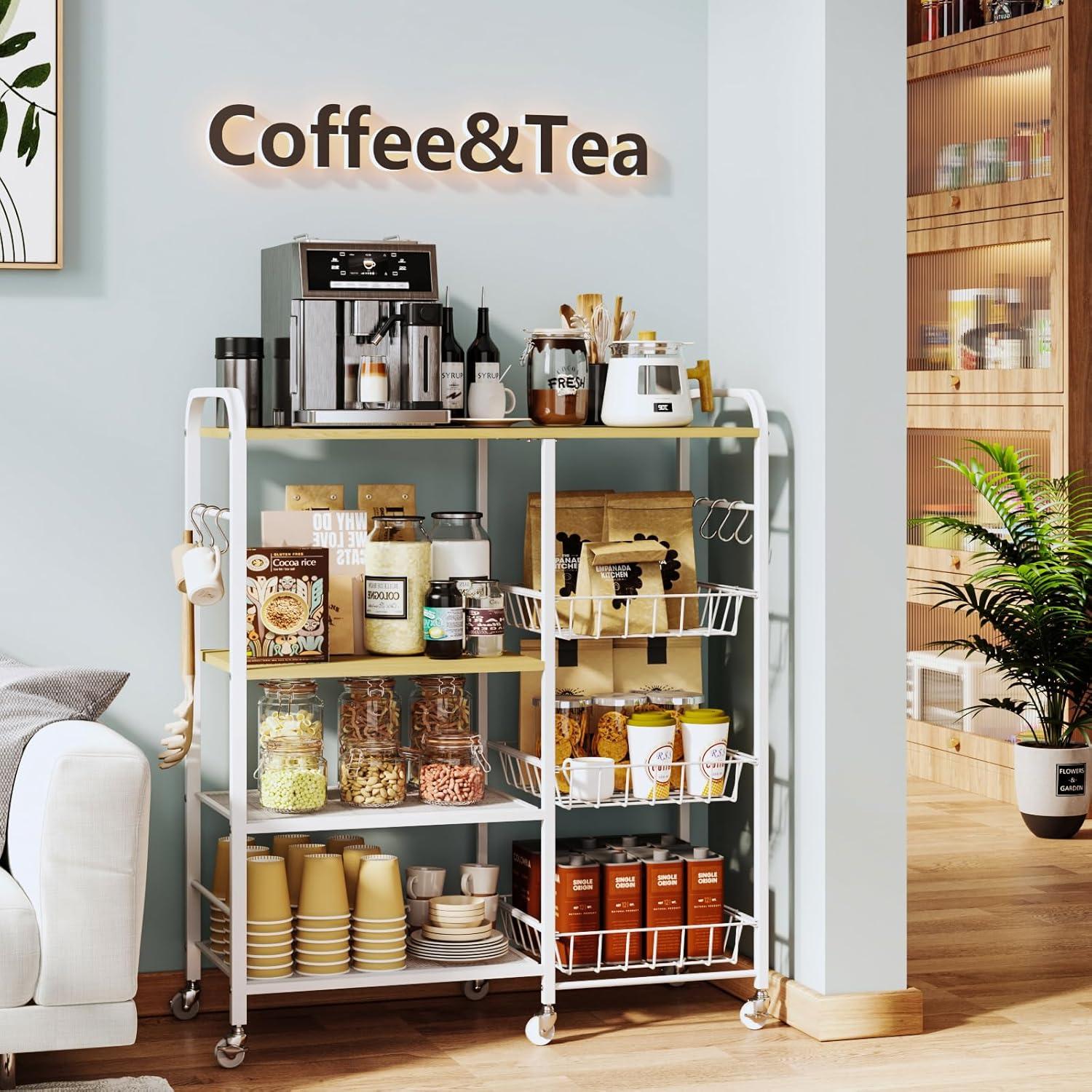 Carro de Cocina HapiRm Blanco con Ruedas y 4 Niveles