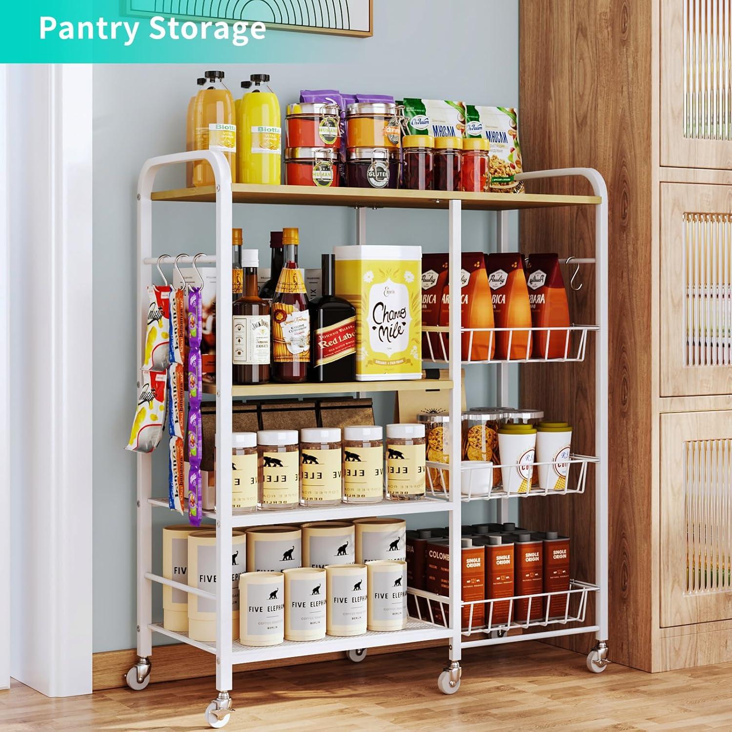 Carro de Cocina HapiRm Blanco con Ruedas y 4 Niveles