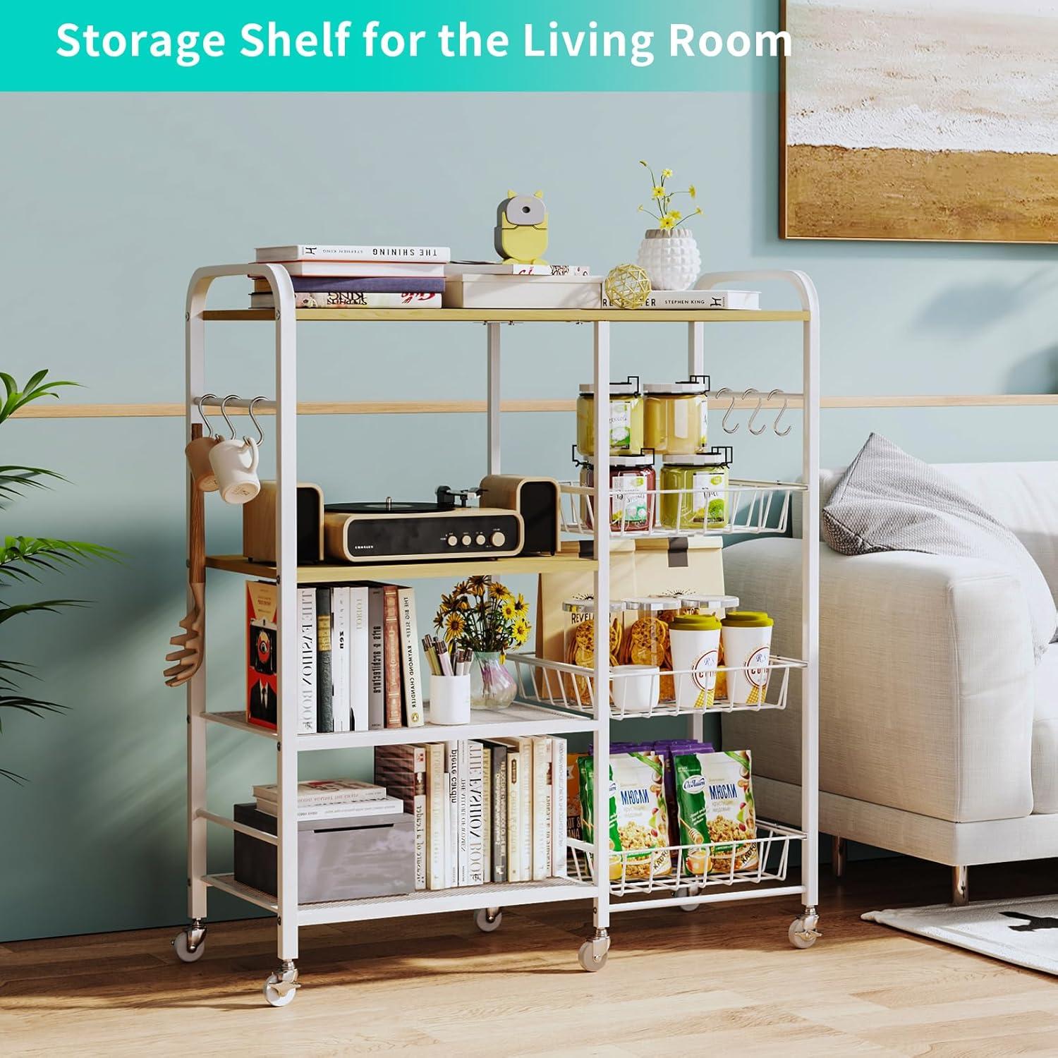 Carro de Cocina HapiRm Blanco con Ruedas y 4 Niveles