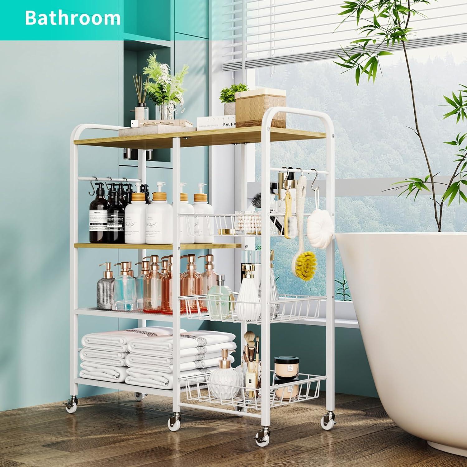 Carro de Cocina HapiRm Blanco con Ruedas y 4 Niveles