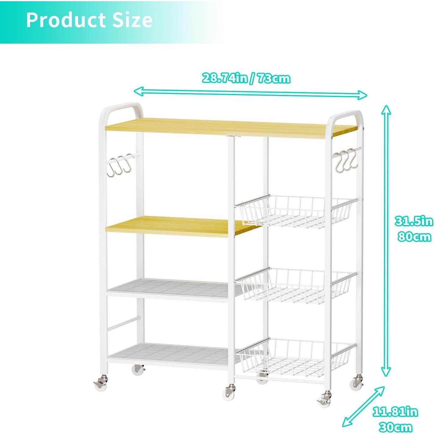 Carro de Cocina HapiRm Blanco con Ruedas y 4 Niveles