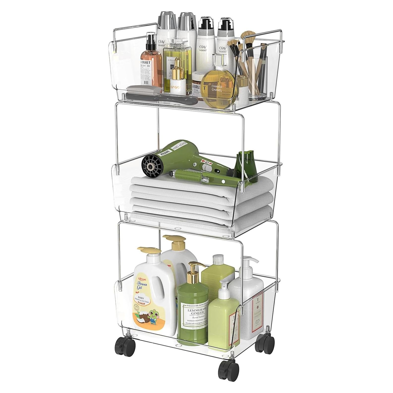 Carro de Almacenamiento Rodante FOLLOWIN 3 Niveles Transparente