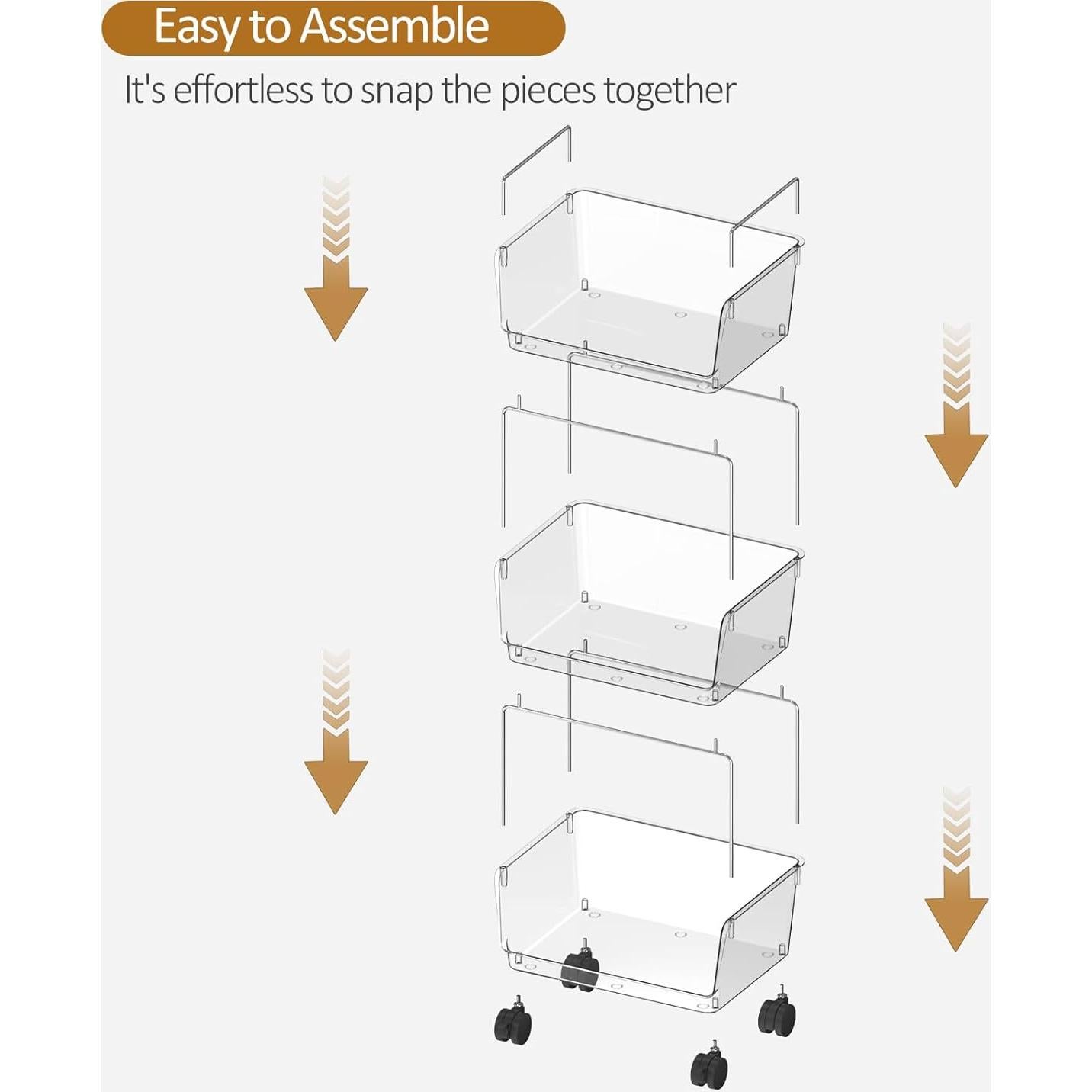 Carro de Almacenamiento Rodante FOLLOWIN 3 Niveles Transparente
