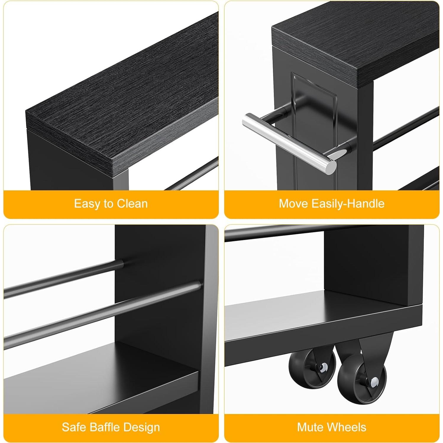 Carro de Almacenamiento Rodante KLM 4 Niveles Negro